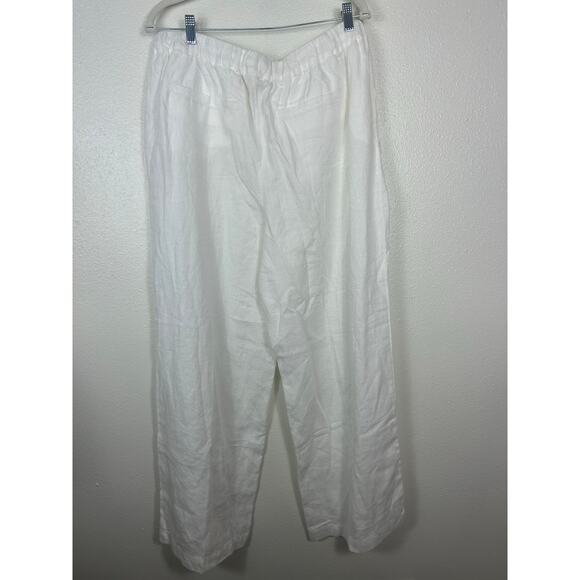 Boden Relaxed Pull On Linen Wide Leg Trousers White Sz 14 - Picture 7 of 7